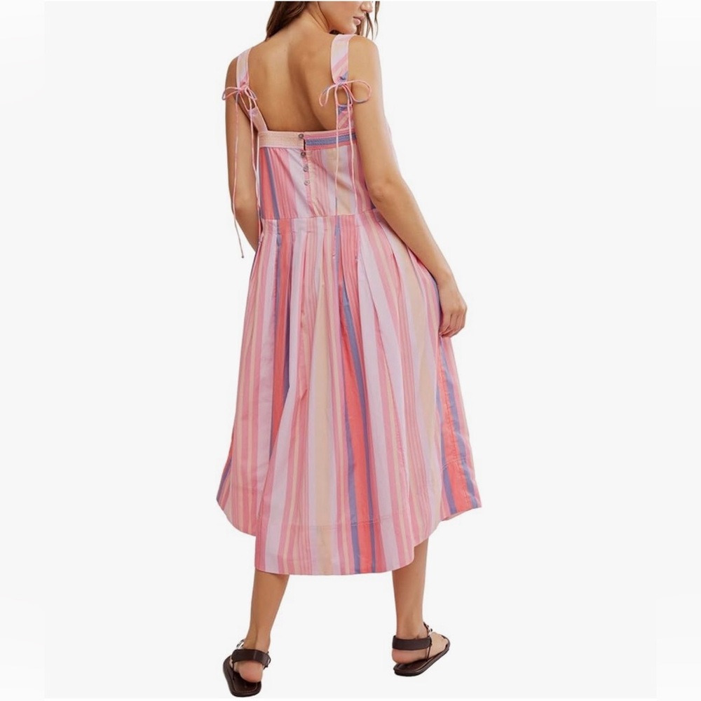 FREE PEOPLE Primavera Stripe Cotton
Midi Dress Sz. M.  NWT color pink